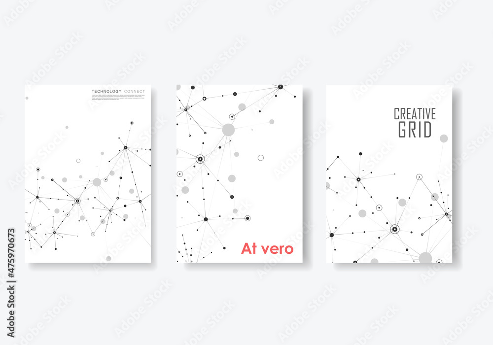 Poster abstract composition with connect dots and lines business molecular atomic collection. a4 brochure t