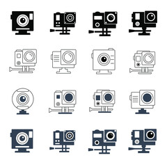action camera icons set.action camera pack symbol vector elements for infographic web