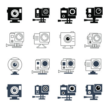 action camera icons set.action camera pack symbol vector elements for infographic web