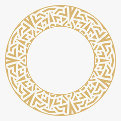 Circular decorative gold frame.