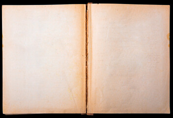 Old  page open book as background. Yellow dirty grunge paper