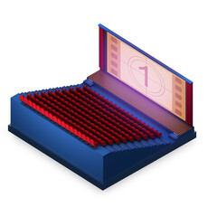 Isometric style cinema theatre 3d illustration