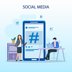 Social Media Network and Influencer Vector Illustration Concept , Flat vector template style Suitable for Web Landing Pages.