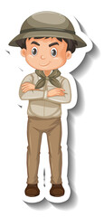Boy wear safari outfit cartoon character sticker