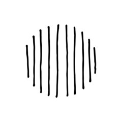 Striped line vertical round abstract botanical texture. Hand-drawn texture in a circle. Vector