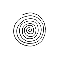 Spiral round abstract botanical texture. Hand-drawn texture in a circle. Vector