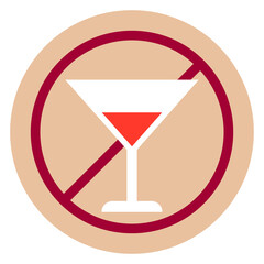 Flat color icon for no drink.