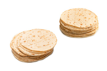 Grilled pitta bread isolated on white background.