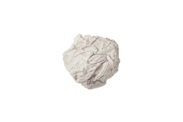 Crumpled white paper isolated on white background.