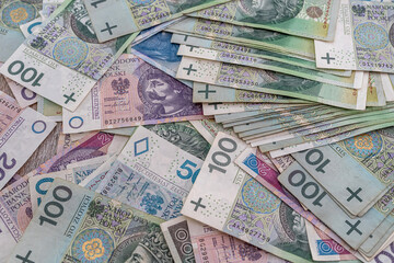 Zl pln Polish currency banknotes 10 20 50 100 - obrazy, fototapety, plakaty
