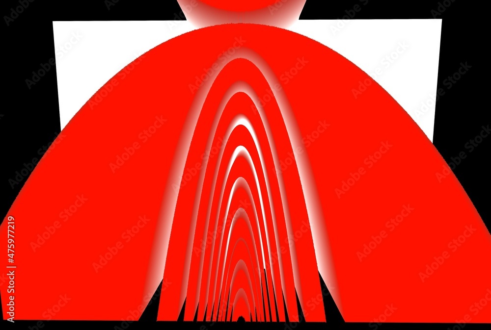 Aufkleber patterns and 3d puzzle design from vivid red and white parabolic concentric convex concentric stripe