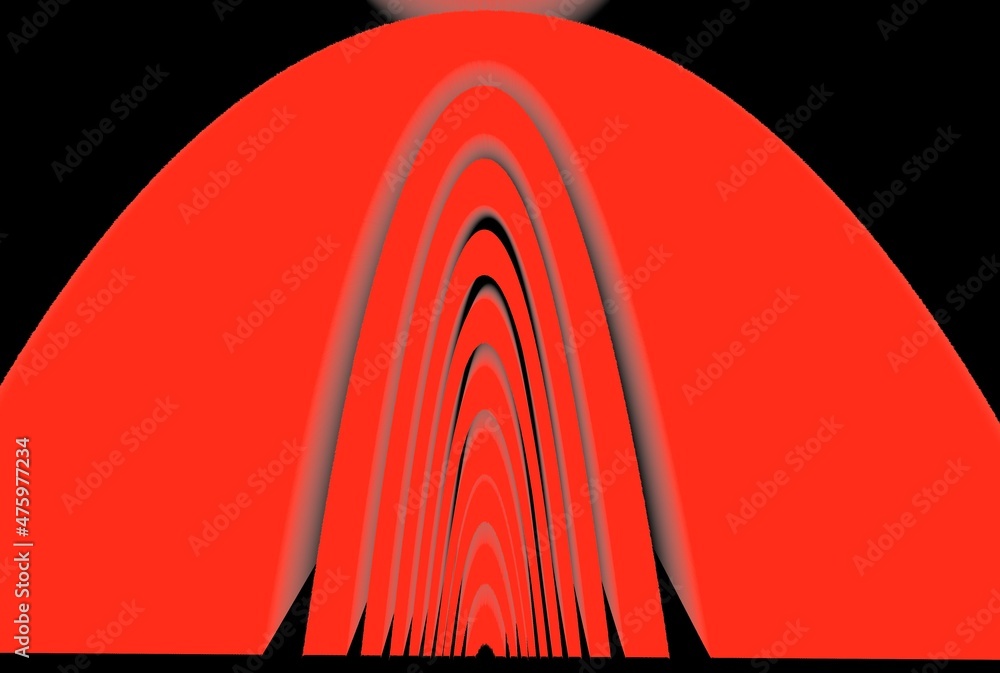 Aufkleber patterns and 3d puzzle design from vivid red and white parabolic concentric convex concentric stripe