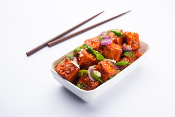 Chilli paneer starter food from India