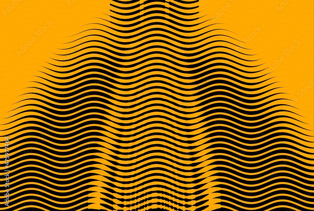 Poster patterns and puzzle design from halftone style in golden yellow and black concentric stripes