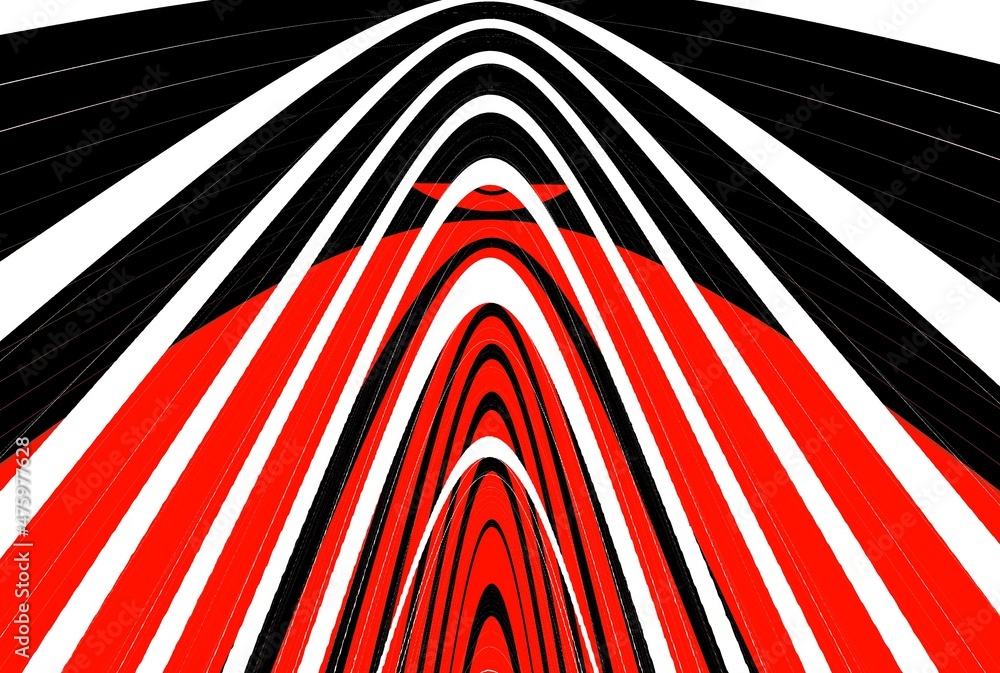 Aufkleber patterns and 3d puzzle design from vivid red and white parabolic concentric convex concentric stripe