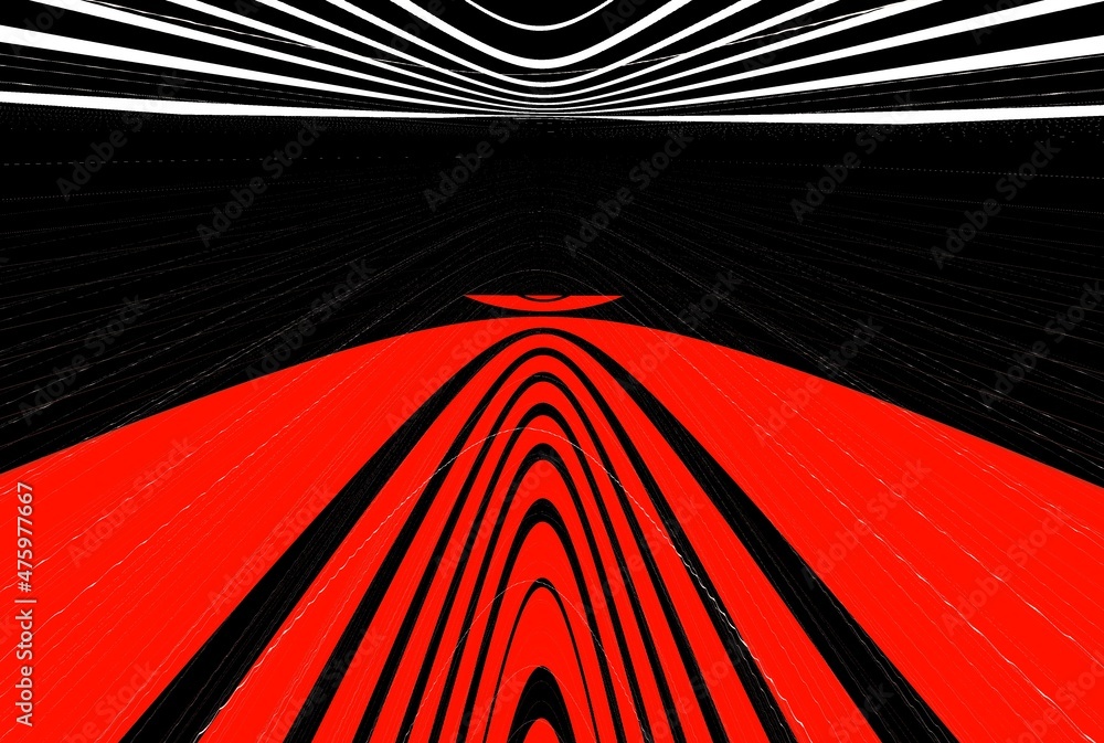 Aufkleber patterns and 3d puzzle design from vivid red and white parabolic concentric convex concentric stripe