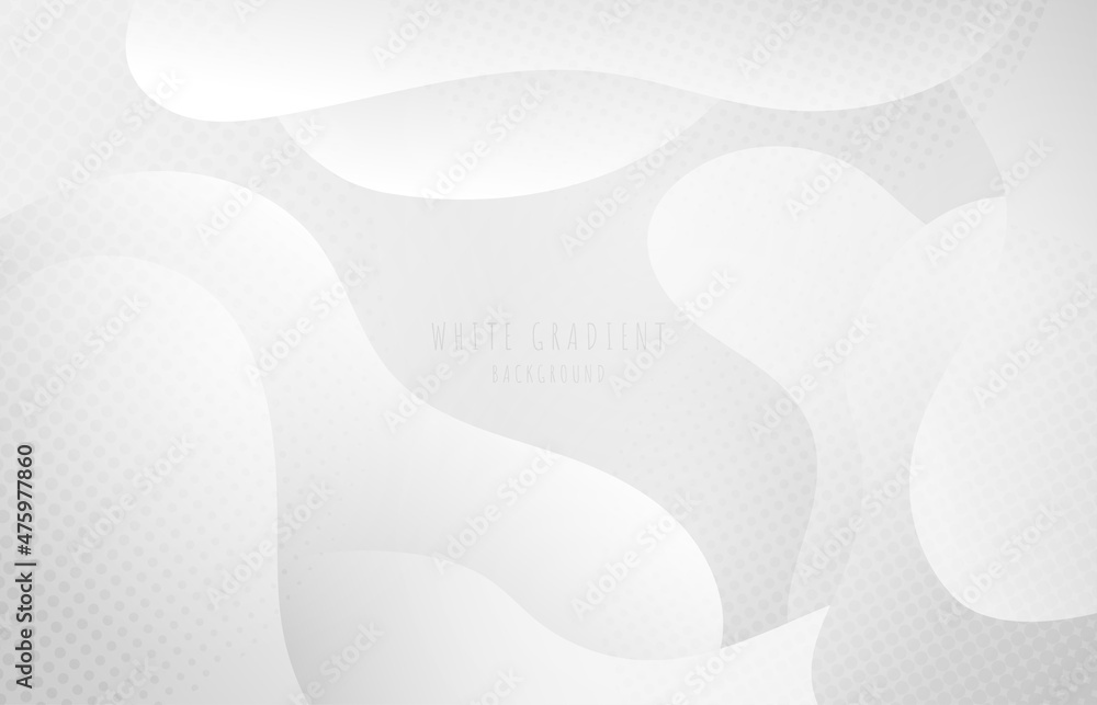 Poster abstract gradient white organic fluid template with dot halftone artwork style. overlapping for whit