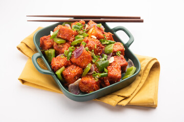 Chilli paneer starter food from India
