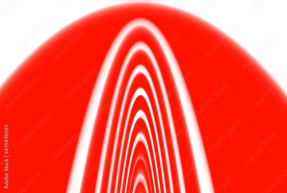 Aufkleber patterns and puzzle design from vivid red and white parabolic concentric convex concentric stripes