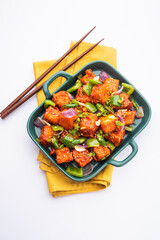 Chilli paneer starter food from India