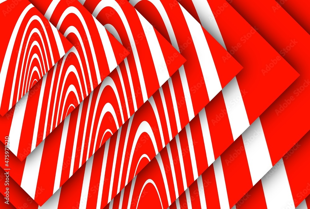 Aufkleber concentric patterns and puzzle design from vivid red and white parabolic concentric convex concentri