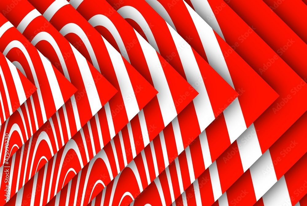 Aufkleber concentric patterns and puzzle design from vivid red and white parabolic concentric convex concentri