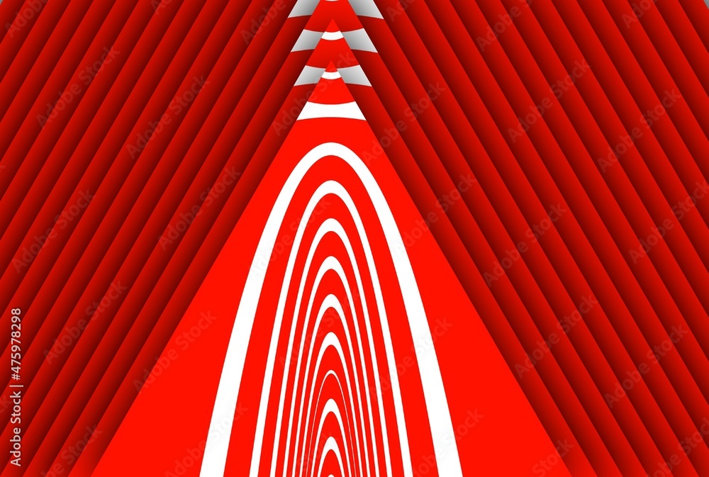 Aufkleber concentric patterns and puzzle design from vivid red and white parabolic concentric convex concentri