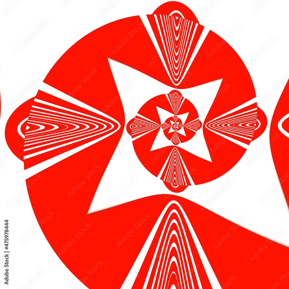 Aufkleber spiral patterns and puzzle design from vivid red and white parabolic concentric convex concentric st