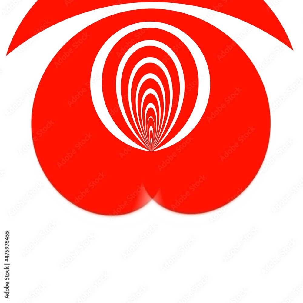 Aufkleber patterns and puzzle design from vivid red and white parabolic concentric convex concentric stripes