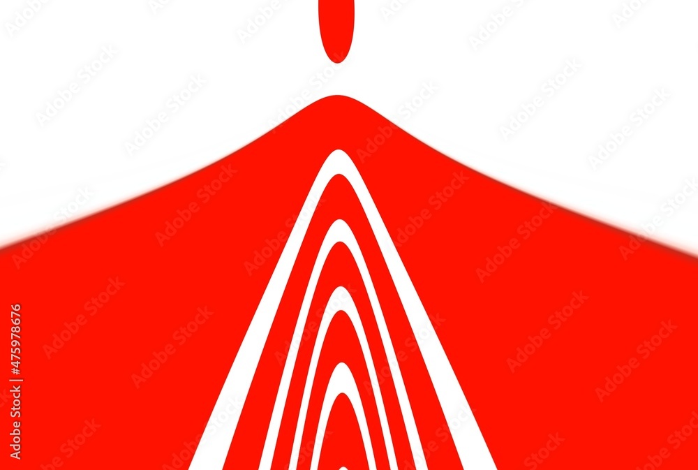 Aufkleber patterns and puzzle design from vivid red and white parabolic concentric convex concentric stripes