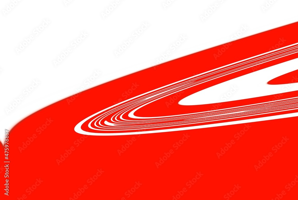 Aufkleber patterns and puzzle design from vivid red and white parabolic concentric convex concentric stripes