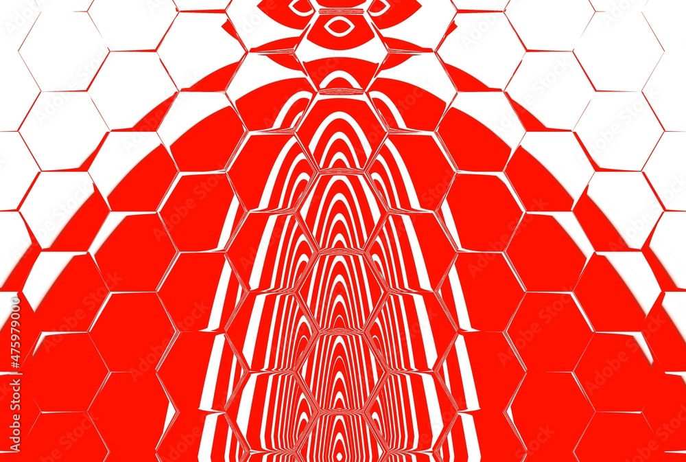 Aufkleber patterns and puzzle design from vivid red and white parabolic concentric convex concentric stripes