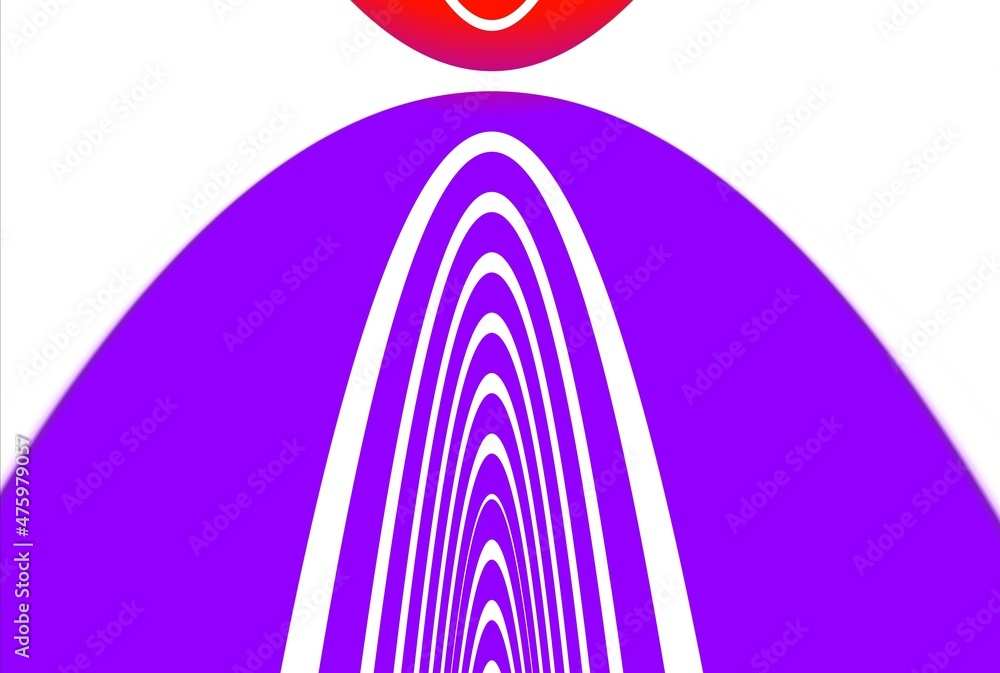 Poster patterns and puzzle design from vivid purple and white parabolic concentric convex concentric stripe