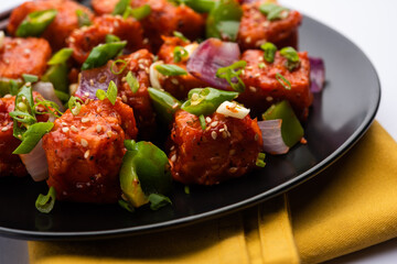 Chilli paneer starter food from India