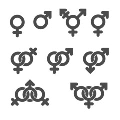 Gender symbol icons. Graphic elements set