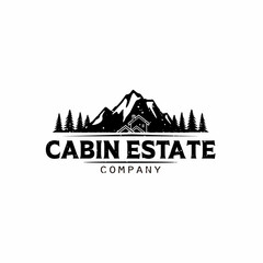 Fototapeta na wymiar cabin estate illustration logo design. vintage logo design