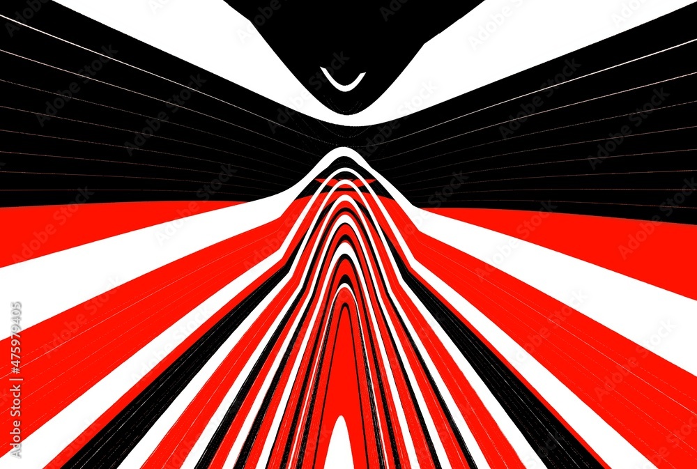 Aufkleber patterns and 3d puzzle design from vivid red and white parabolic concentric convex concentric stripe
