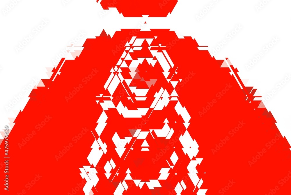 Poster patterns and puzzle design from vivid red and white parabolic concentric convex concentric stripes