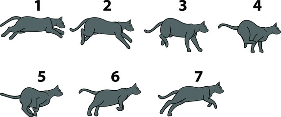 Cat running cycle animation vectors for cartoon video