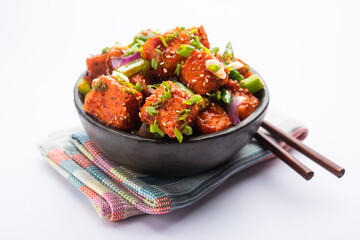 Chilli paneer starter food from India