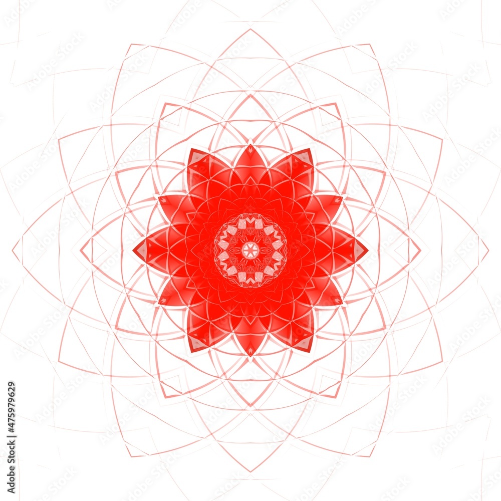 Aufkleber hexagonal repeating patterns and puzzle design from vivid red and white parabolic concentric convex 