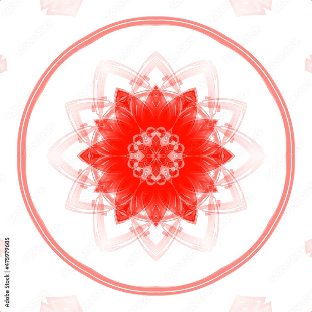 Aufkleber hexagonal repeating patterns and puzzle design from vivid red and white parabolic concentric convex 