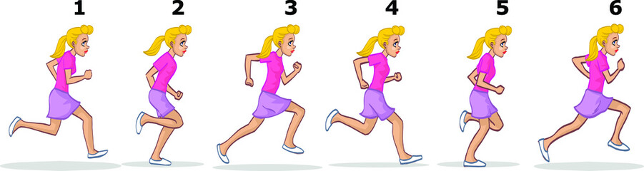 Running Cycle Woman Vector Graphics for Cartoon Animation