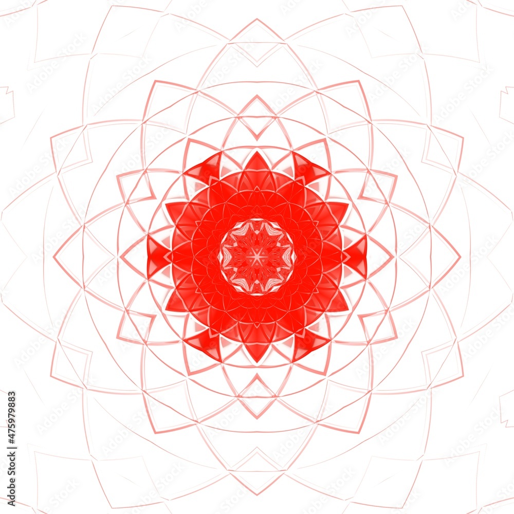 Aufkleber kaleidoscopic patterns and puzzle design from vivid red and white parabolic concentric convex concen