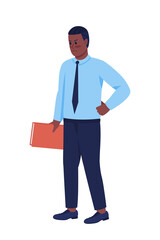 Angry male teacher semi flat color vector character. Standing figure. Full body person on white. School professional isolated modern cartoon style illustration for graphic design and animation