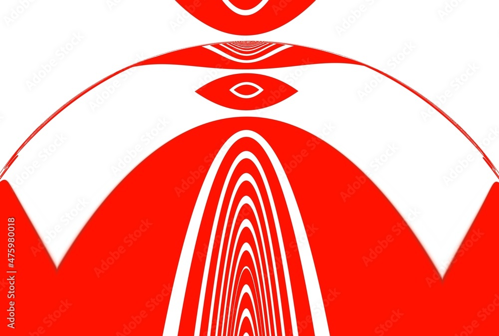 Aufkleber patterns and puzzle design from vivid red and white parabolic concentric convex concentric stripes