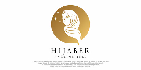 creative hijab women logo design template