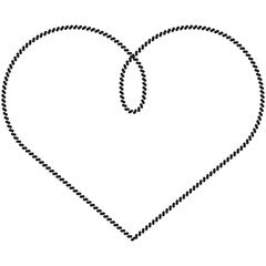 Yarn or rope heart as border of frame in marine illustration