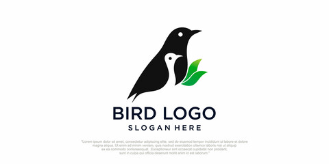 unique bird silhouette logo -logo vector illustration