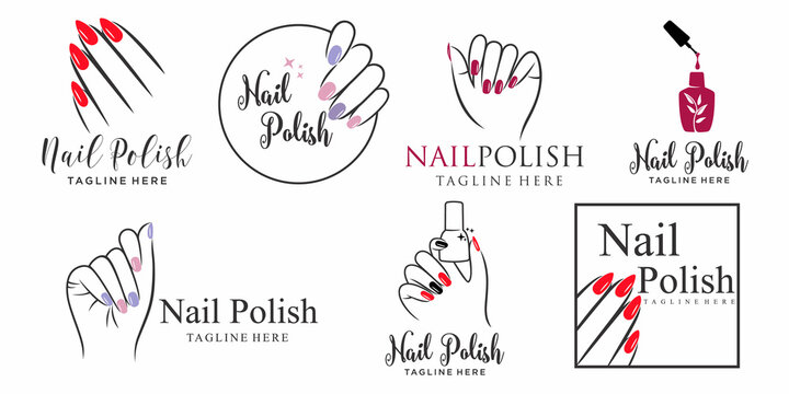nail polish icon set logo design template